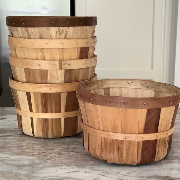 Fall Harvest Rustic Wooden Bushel Baskets- Fall Planter/Pot Cover/ Apple Picking - Picture 1 of 13